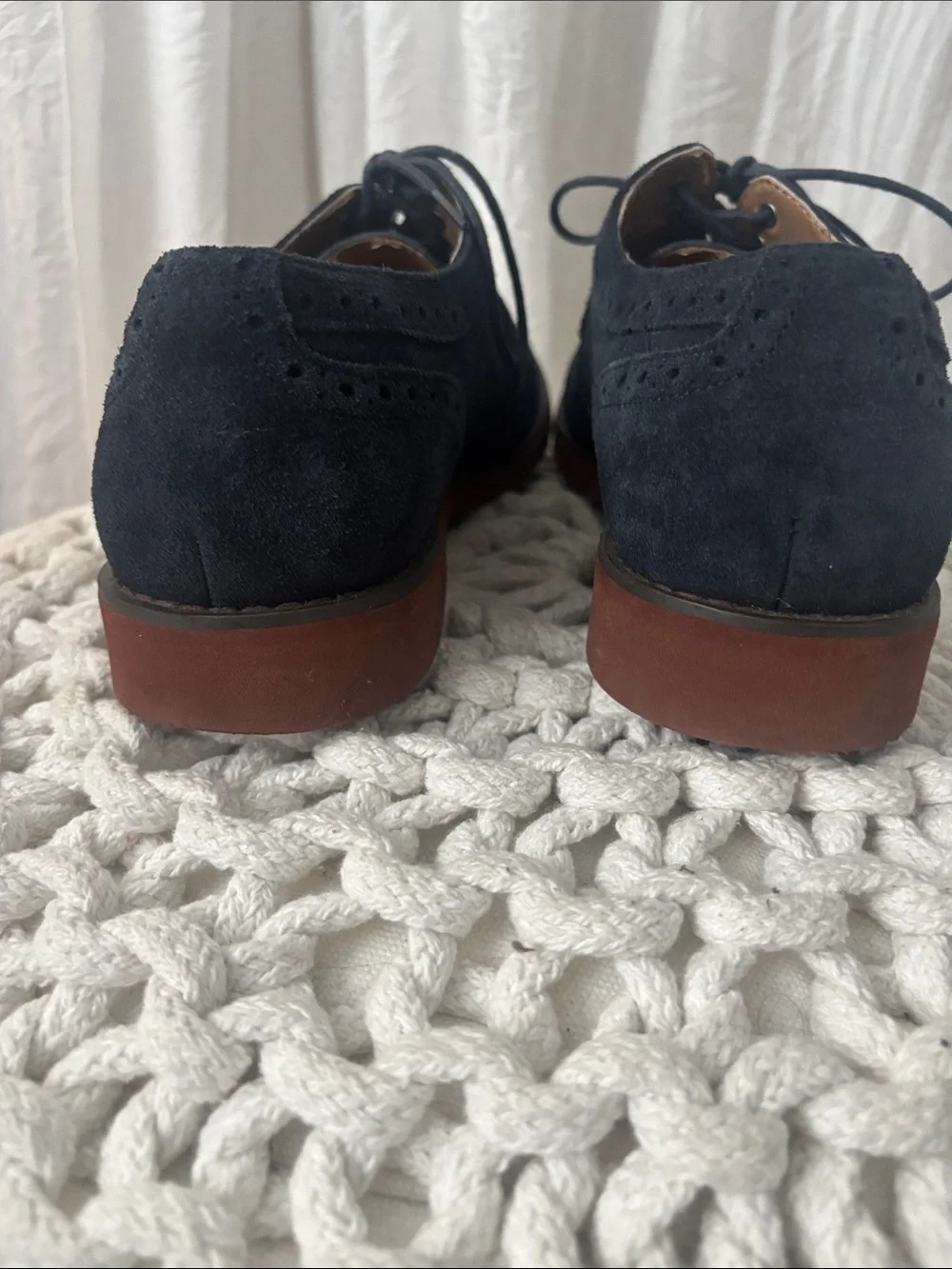 Alfani Navy Suede Wingtip Derbys with Brown Sole